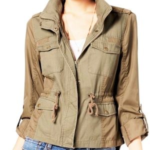 American Rag Ladies' Mixed-Fabric Roll-Sleeve Zip